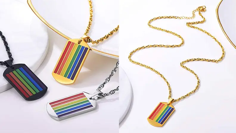 PROSTEEL Rainbow Dog Tag Necklace