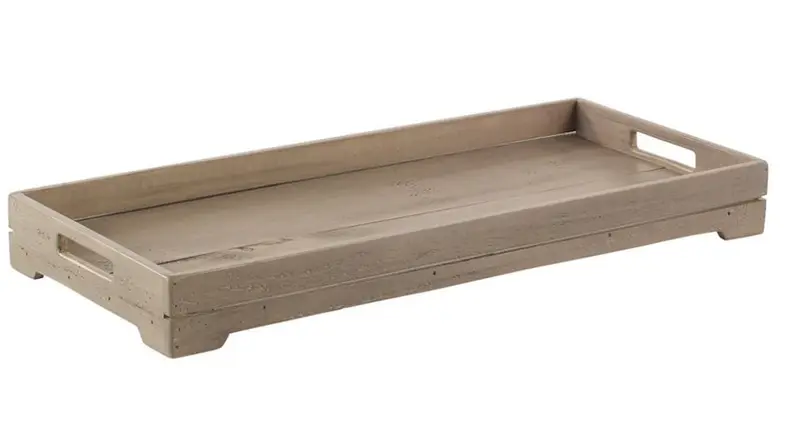 This lovely wooden tray is handcrafted, so each one is unique.