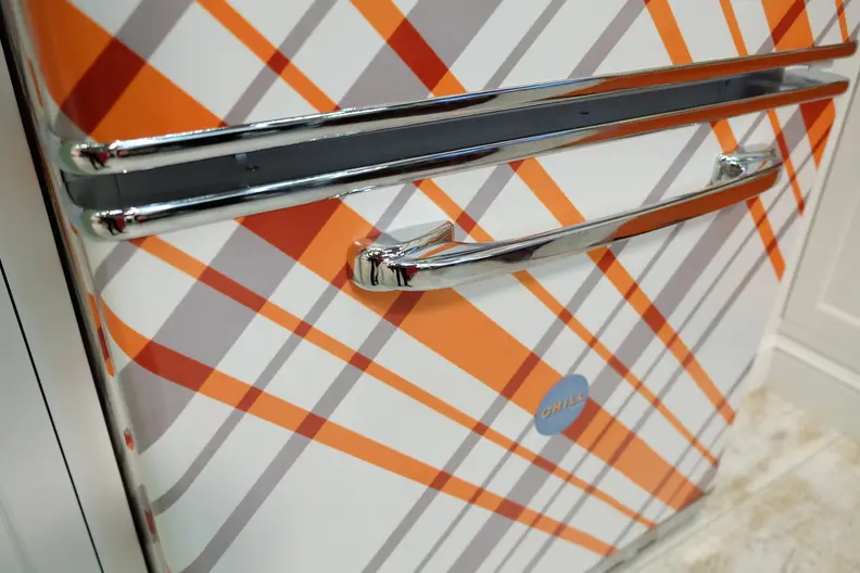 This custom Retropolitan fridge looks like it's straight from the 50's, except for the sweet plaid it's rocking.