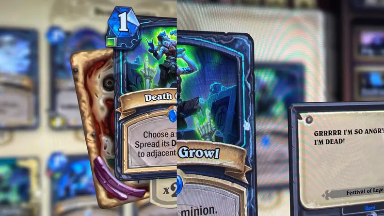 Close up of a card in hearthstone on the Alienware AW3225QF