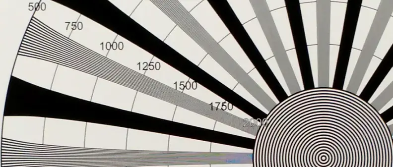 A 100% crop of a 4K video test chart shot by the Moto X 2014 edition