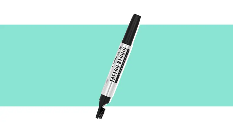 A brow lift pen against a green background.