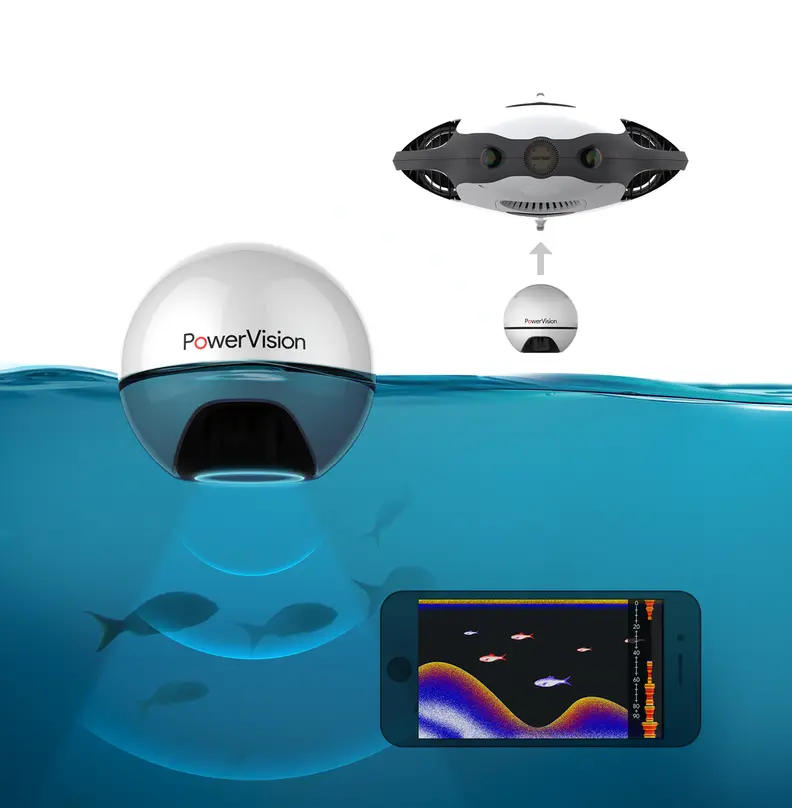 The FishFinder sonar allows you to detect schools of fish up to 40 meters away.