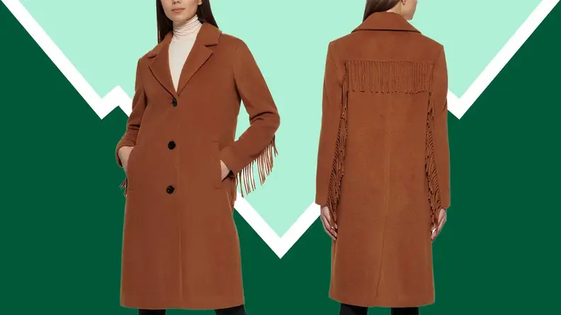 Image of women's jacket against green background