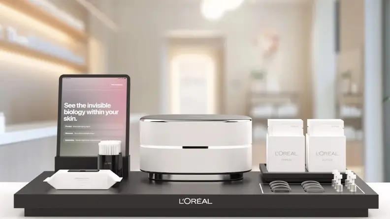 L'Oreal Cell BioPrint sits on counter