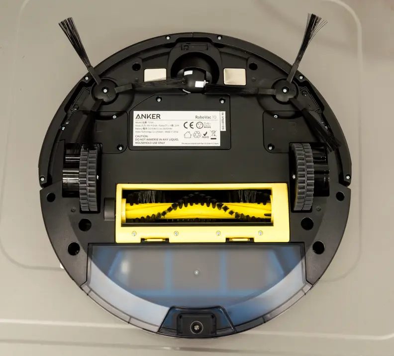 Like other robot vacuums you've seen, the RoboVac uses two brushes on the side and one in the middle to pick up dirt.