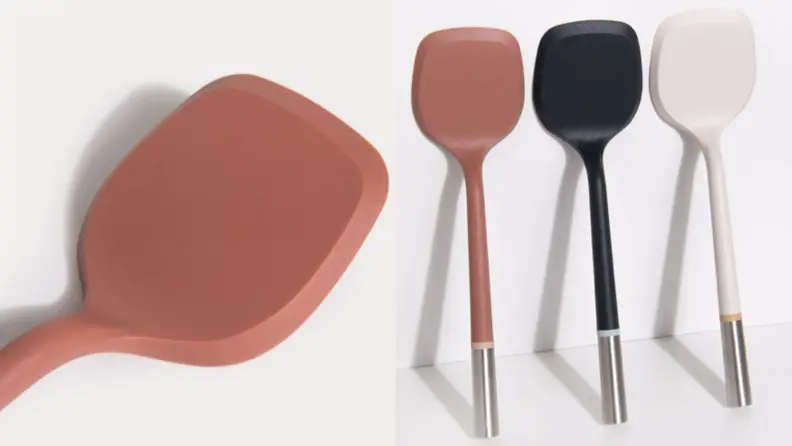 Available in Terra Rose, Blue Grey, and Oyster, this spatula will match almost any kitchen.