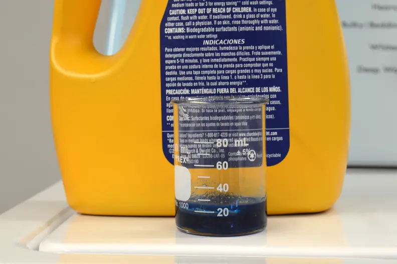 We used a standard store-bought detergent to challenge Crystal Wash.