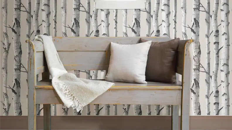 NuWallpaper with a birch pattern