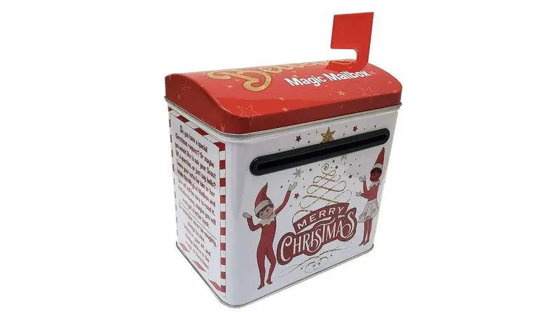 A tin elf mailbox.