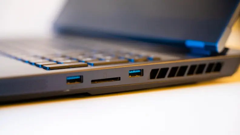 Closeup of side of laptop