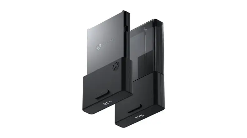 A close up of two 1TB SSDs for the Xbox