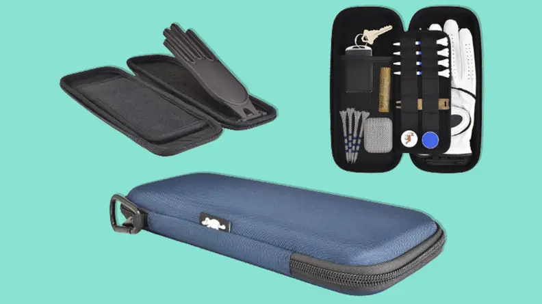 Platypus Golf Co. Caddie Case on a teal background.