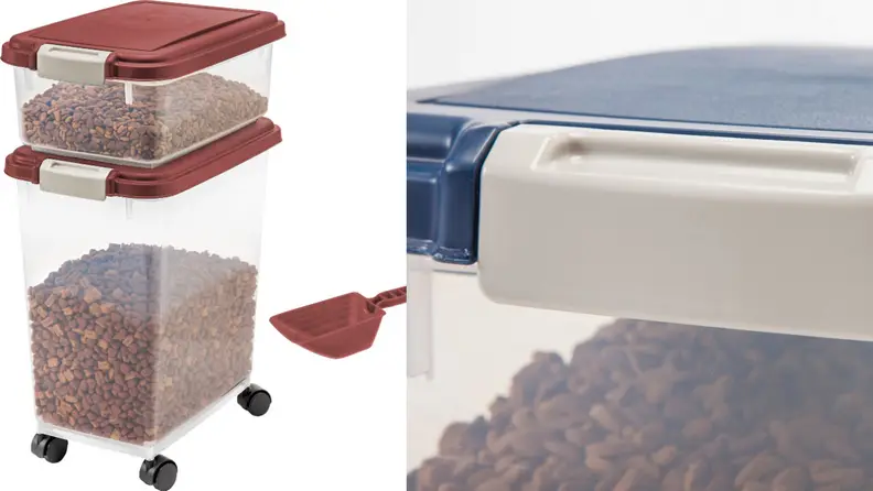 This container has two compartments—perfect for storing food and treats.