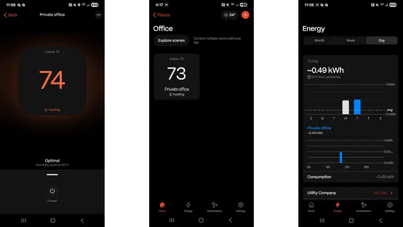 Three app screenshots