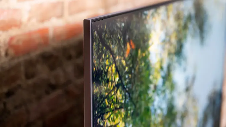 A close-up of the Samsung QN90B's panel, as seen from the side