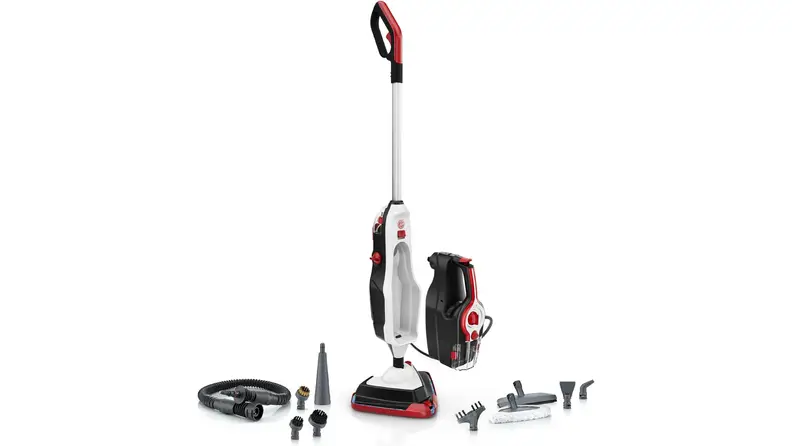 Hoover Steamer with accessories on a white background