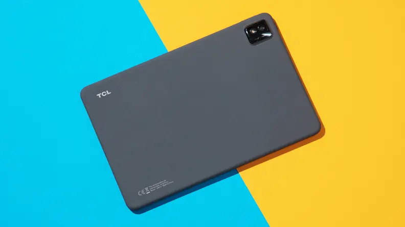 Back of the TCL Tab 10s tablet that displays camera.