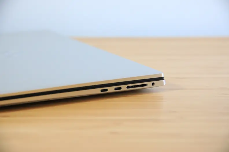 A close up of laptop ports.