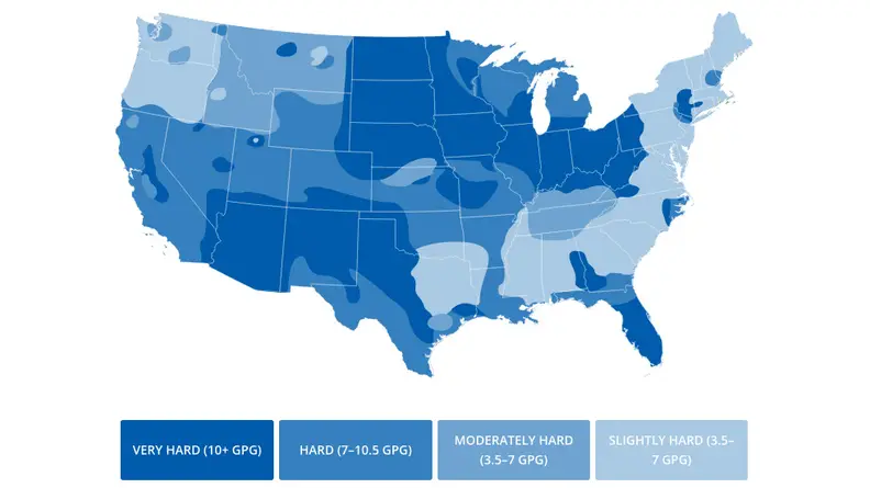 Hard water affects much of the water in the United States