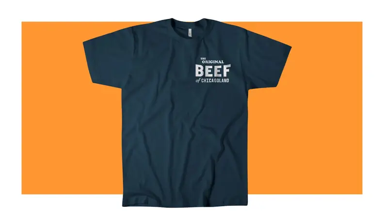 Beef t-shirt on an orange background