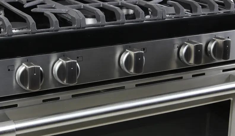 The burner controls are laid-out on the front of the unit.