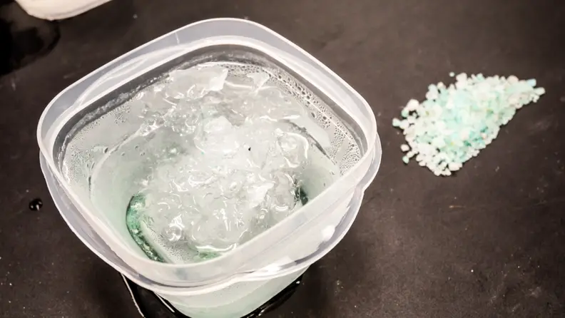The ice melter created broke our ice blocks into chunks that could easily be shoveled aside.