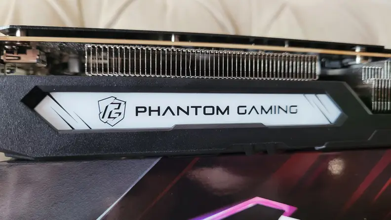 Logo on the side of a graphics card