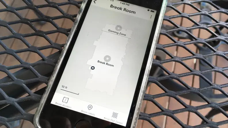 The app allows you to create rooms and barriers to specify exactly where you want the M6 to clean.
