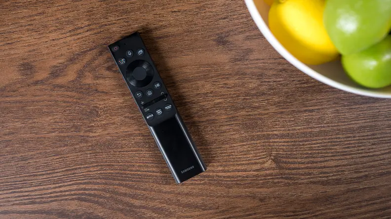 A close-up of the Samsung Solar Cell Remote control