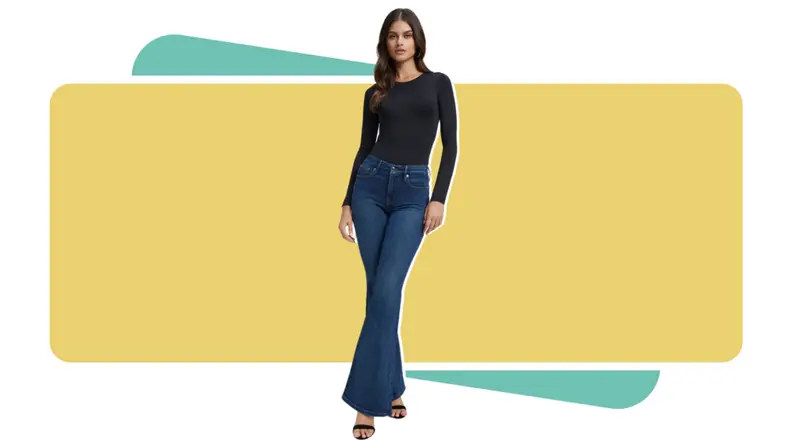 A woman wearing Good American jeans.
