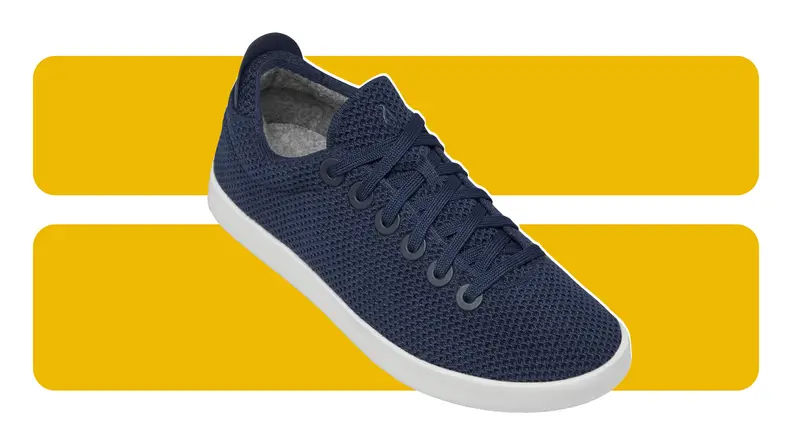 Blue sneakers.
