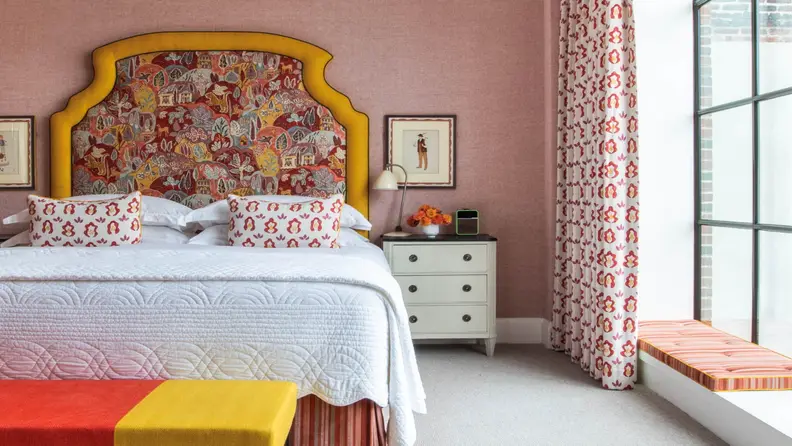 Colorfully decorated hotel room
