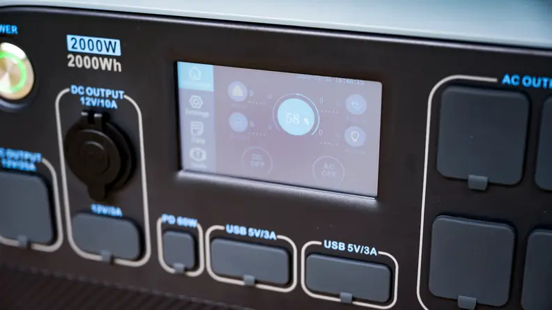 Close up of a user interface on a power generator.