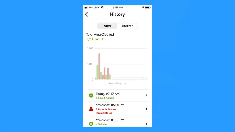 The i7+ keeps track of home much and where it has cleaned.