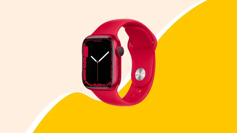 A red Apple Watch