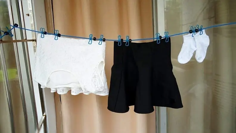 You can hang up this clothesline just about anywhere.