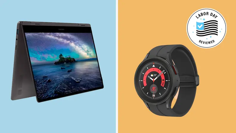 A Samsung Galaxy Tab, a Samsung Galaxy Watch