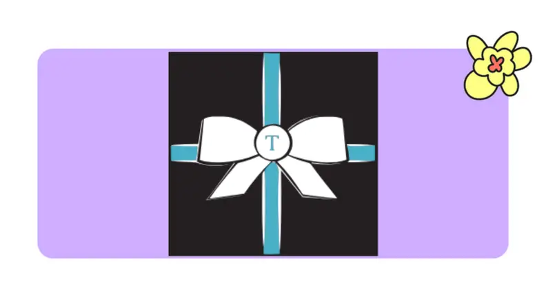 A black Tidy gift card in front of a purple background with a yellow cartoon flower in the corner.