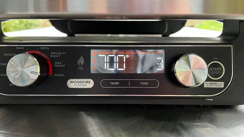 Control panel with temperature settings on Ninja Woodfire Outdoor Oven.