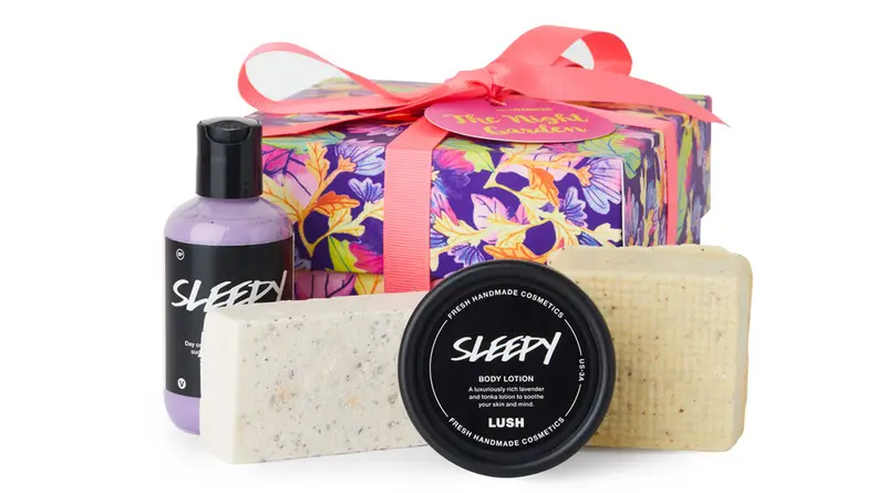 Lush box of soap and body wash