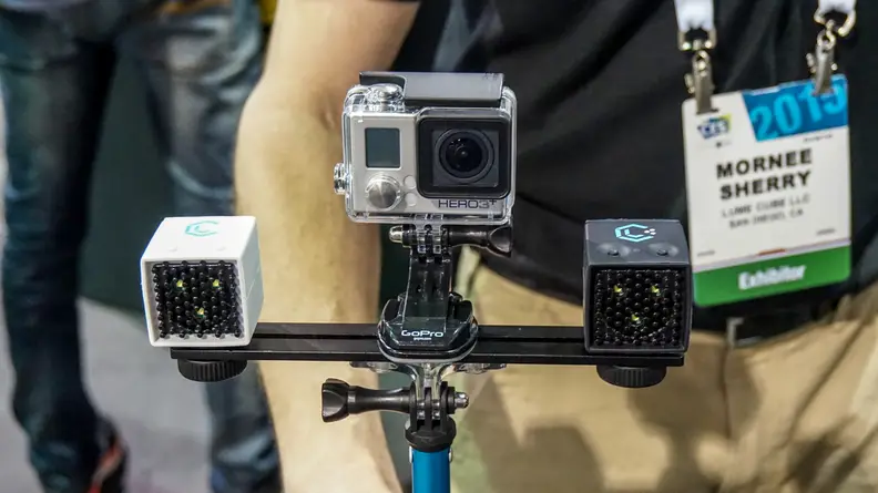 The Lume Cube works well with Go Pro mounts.