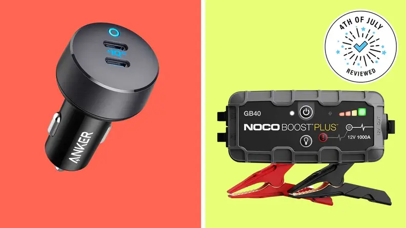 Car charger and jumper cables.