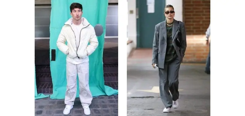 Barry Keoghan and Hailey Bieber spotted wearing the Nike Air Force 1 sneakers while out.