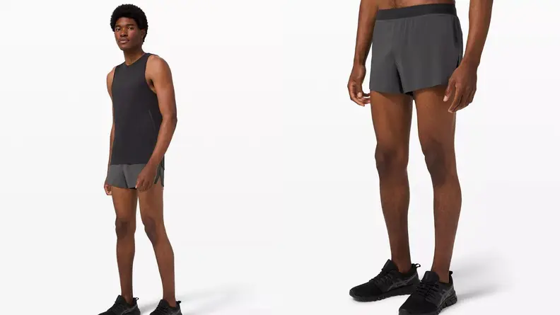 man wearing grey short shorts