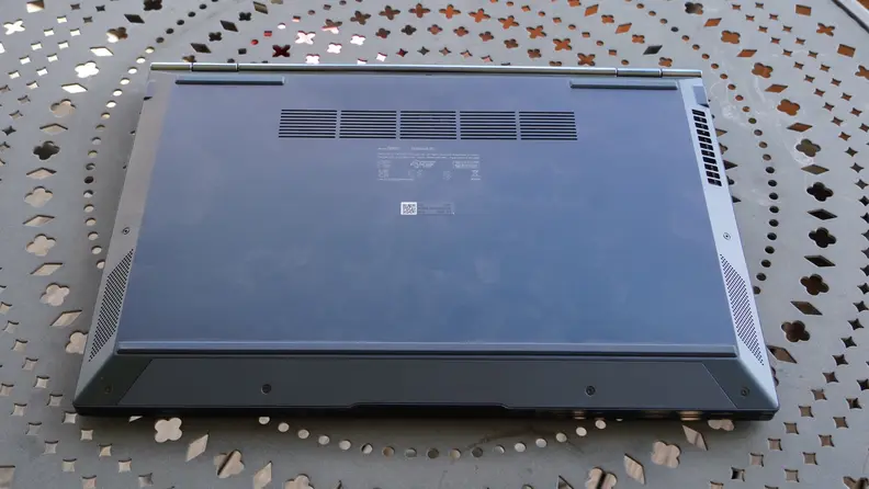 The underside of an Asus laptop.