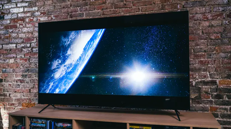 An outer-space shot from a sci-fi series (or movie) shows off the contrast on a Vizio smart TV.
