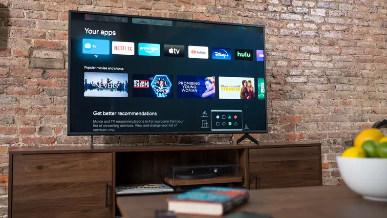 The Google TV smart platform home screen, as seen on the Sony X80J