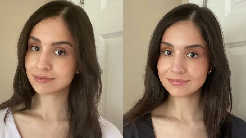 Person wearing eyeshadow on eyes.