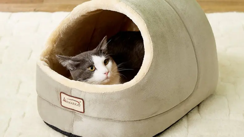 Cats will love hiding away in this cozy enclosed bed.